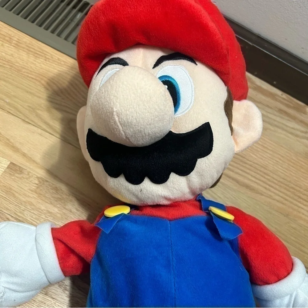 Mario Jumbo Plush 22” Tall Large Red Blue Stuffed Animal Doll Nintendo